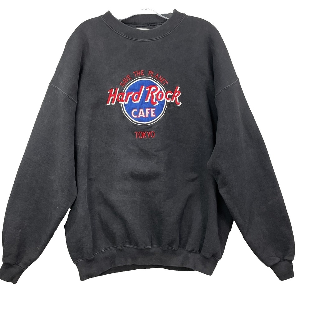 Vintage Hard Rock Cafe Tokyo Sweatshirt XL Black Retro 90s Y2k Japan Made in USA